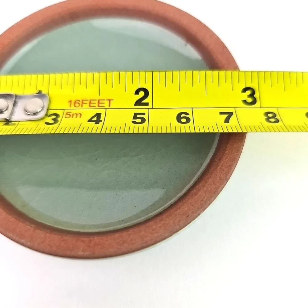 Vintage Korean Celadon Green Ceramic Floral Ring Lidded Round Trinket Box 3 inch